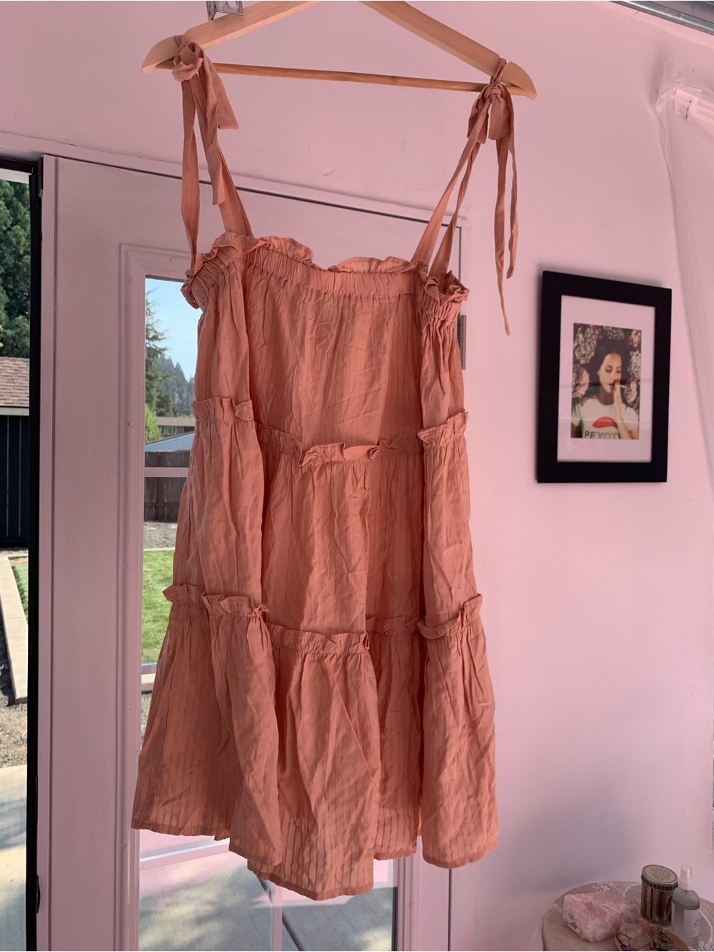 Forever 21 Tiered Tie-Shoulder Sundress in Dusty Peach